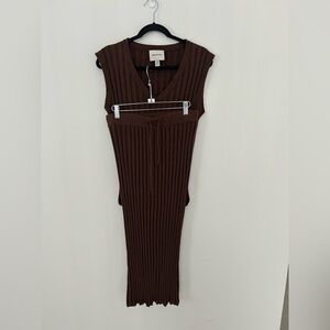 Industry ribbed brown top and skirt set